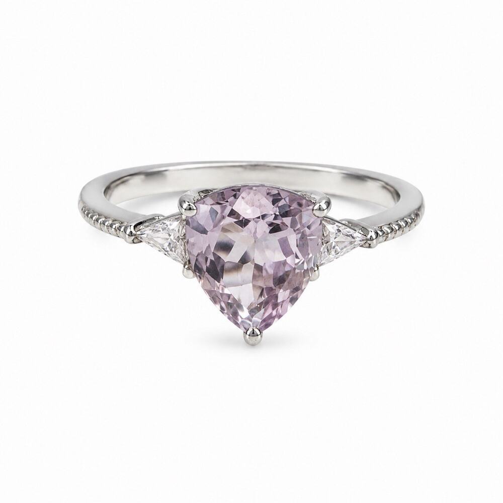 925 Sterling Silver Lilac Tone Morganite Ring Size 9